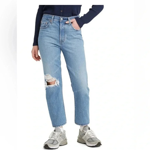 Levi's 501 Ripped Crop Jeans Athens Slide Size 27 x 26 - Picture 2 of 11